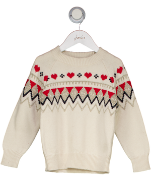 REISS Kids Cream Charlott Heart Fairisle Jumper 5 Years