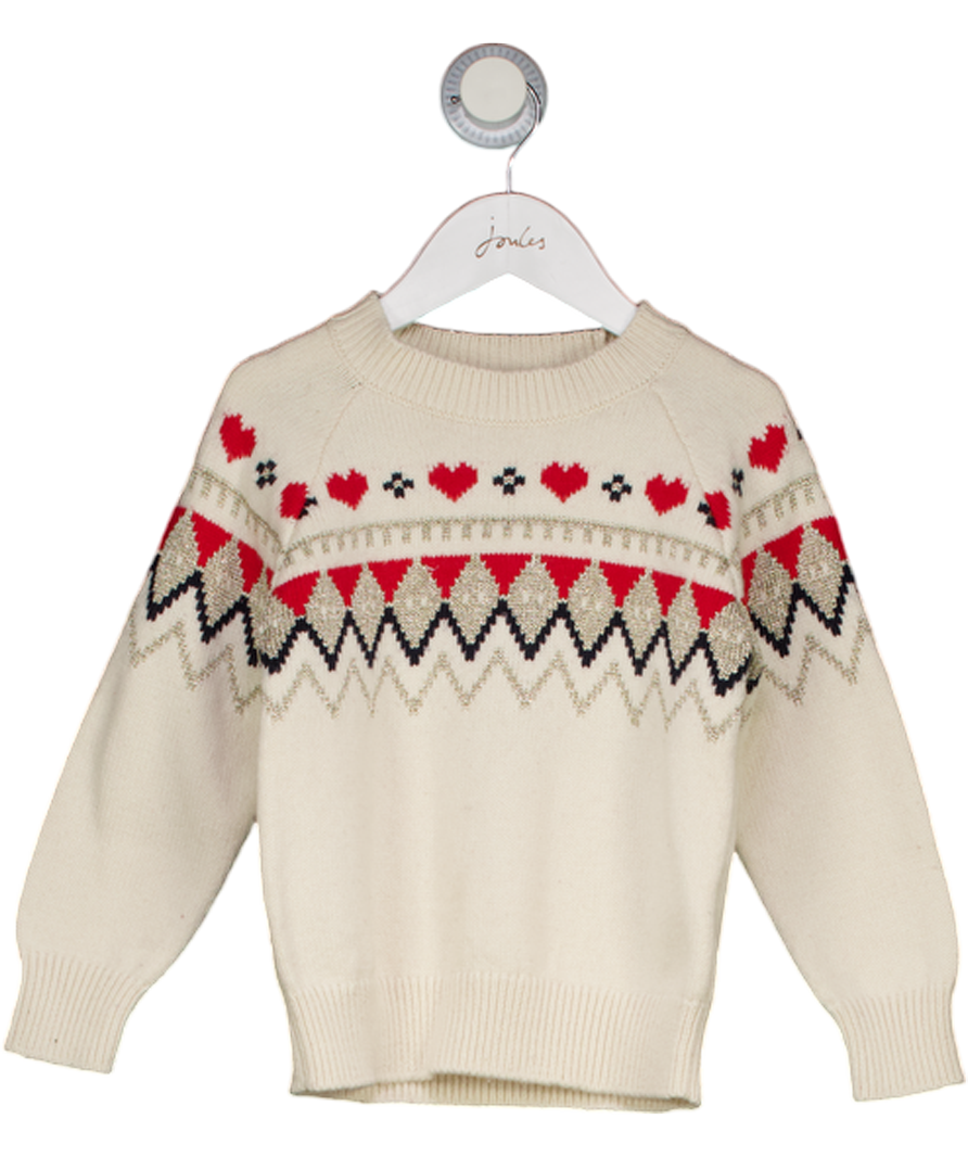 REISS Kids Cream Charlott Heart Fairisle Jumper 5 Years