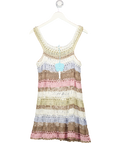 MY BEACHY SIDE Cream Pastel Crea / Pink / Blue Cleo Hand-crocheted Dress UK S