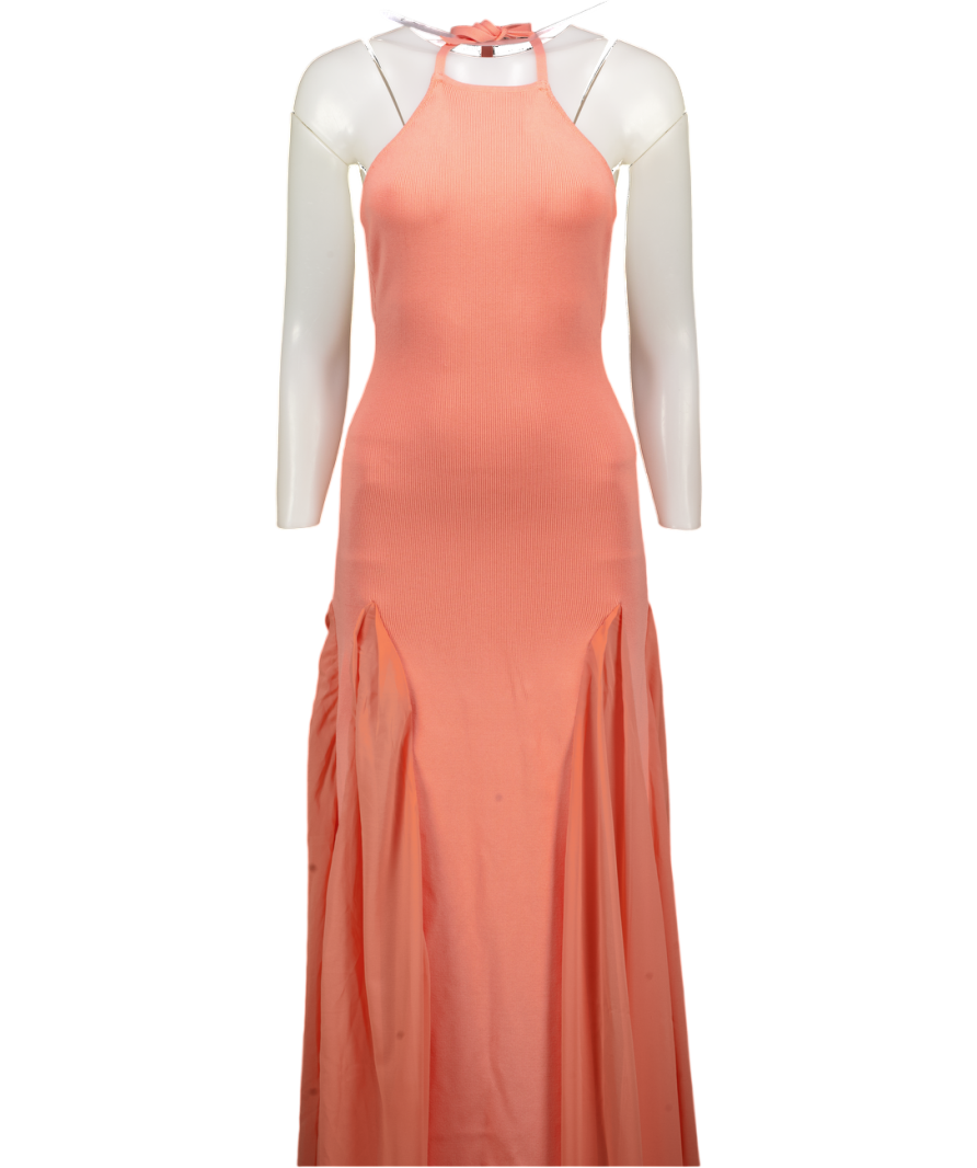 MESHKI Soleil Knit And Mesh Halter Maxi Dress
