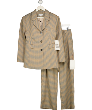 NEVER FULLY DRESSED. 2-piece Cream / Brown Check Blazer And Trouser Set UK 10