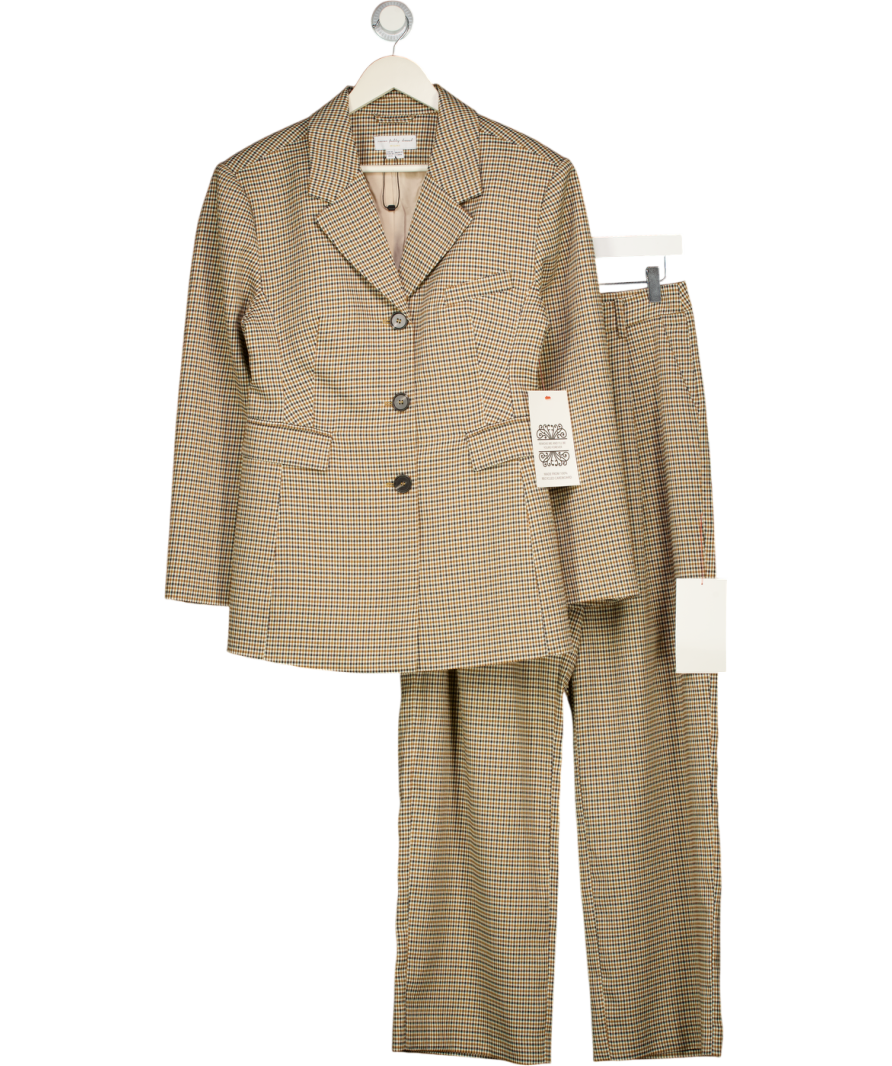 NEVER FULLY DRESSED. 2-piece Cream / Brown Check Blazer And Trouser Set UK 10