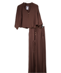 ZARA 2-piece Chocolate Brown Cotton Gauze Blouse (uk M)  & Wide Leg Trousers UK XS