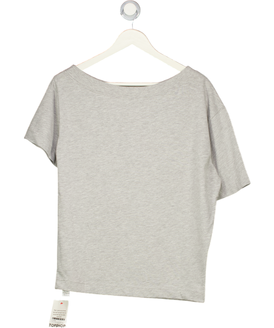 TOPSHOP Grey Wide Neck Short Sleeve T-shirt UK XS