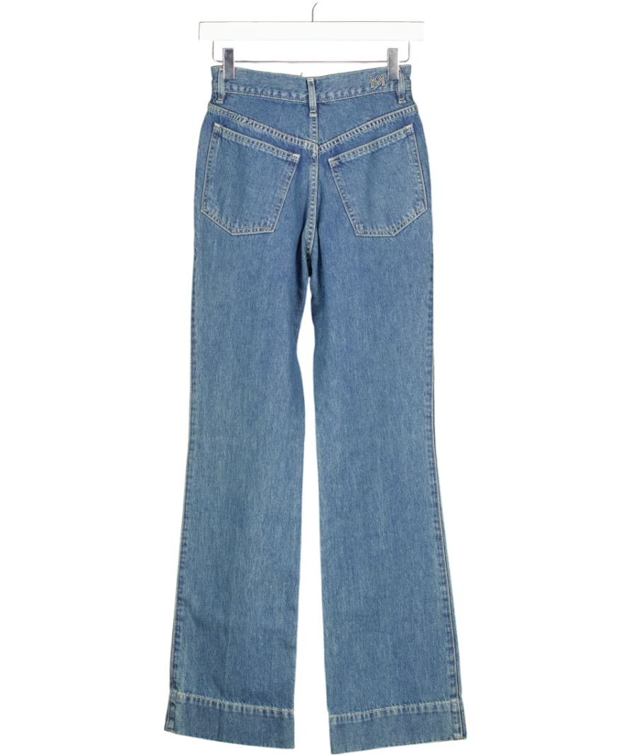 MERLETTE NYC Mid Blue Wash Beacon High Rise Straight Leg Seam Front Jeans W24