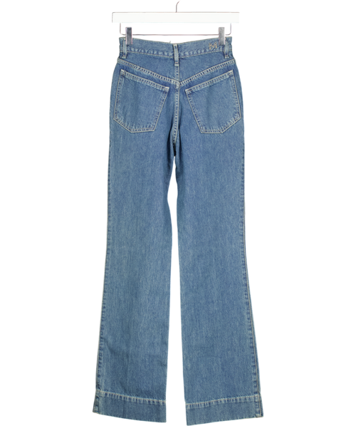 MERLETTE NYC Mid Blue Wash Beacon High Rise Straight Leg Seam Front Jeans W24