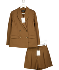 WHISTLES 2-piece Brown Double Breasted Blazer & Tailored Shorts Set UK 6