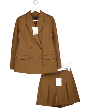 WHISTLES 2-piece Brown Double Breasted Blazer & Tailored Shorts Set UK 6