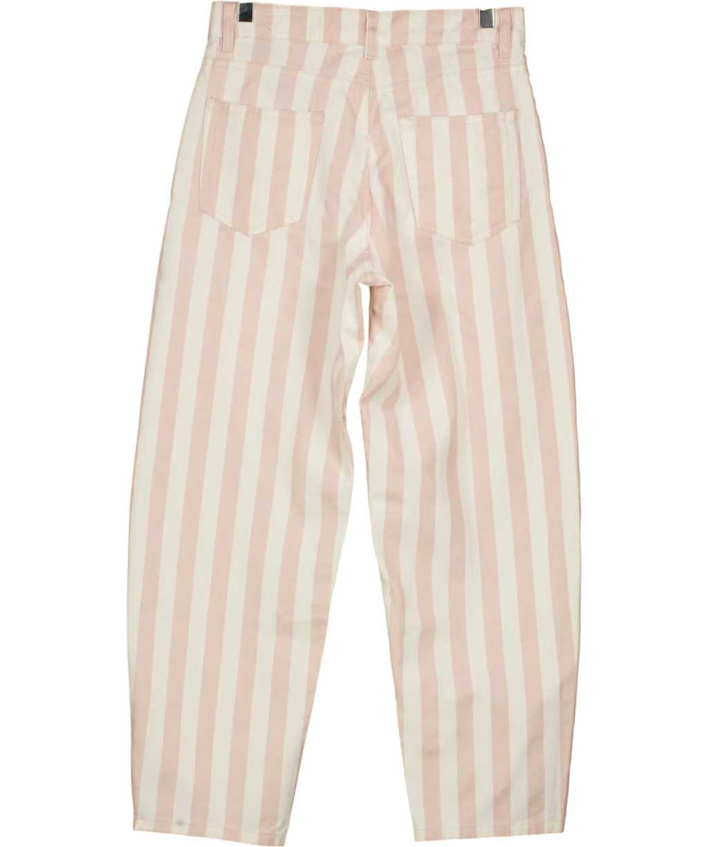 ZARA Pink Collection Tapered Mid-waist Striped Jeans UK 6