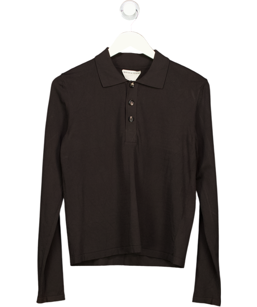 BOTTEGA VENETA Black Viscose Jersey Polo Top UK M