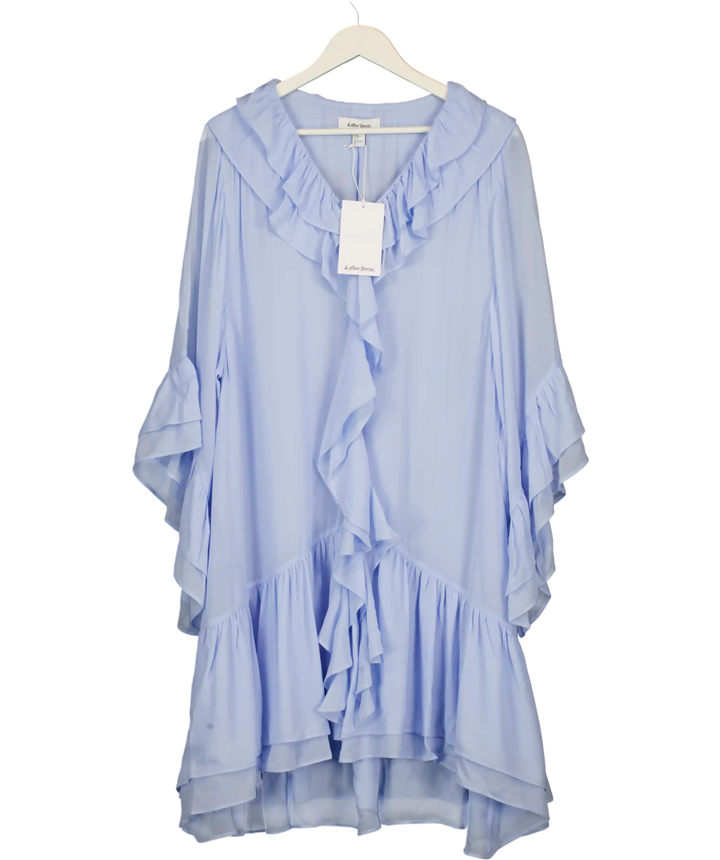 & OTHER STORIES Baby Blue Flounced Mini Dress UK S