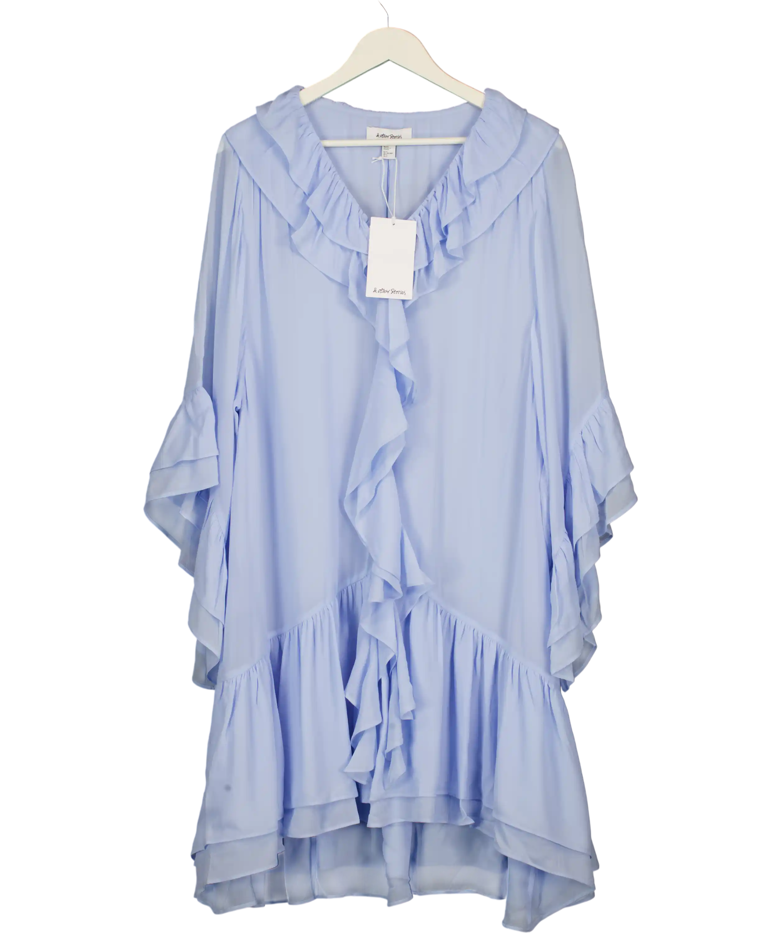 & OTHER STORIES Baby Blue Flounced Mini Dress UK S