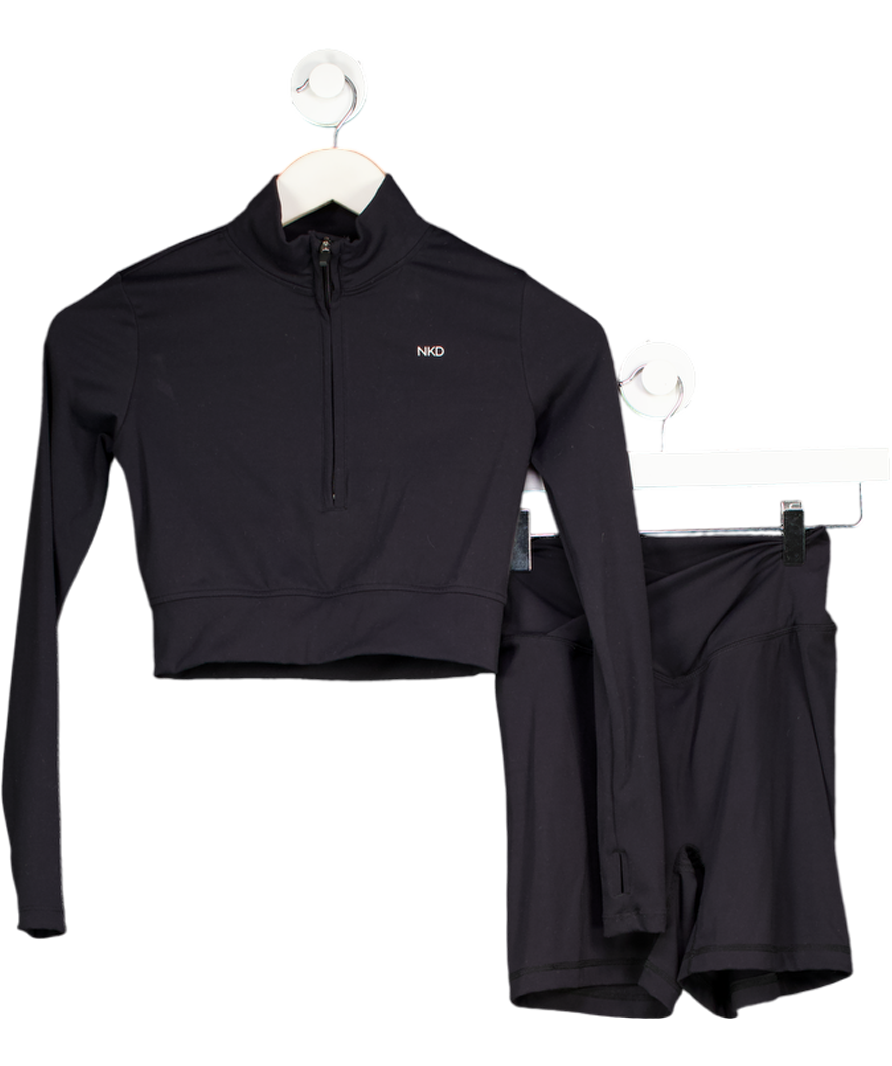 naked Black 1/4 Zip Top And Short Set UK XS