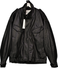 THE COUTURE CLUB Black Faux Leather Funnel Neck Jacket UK M