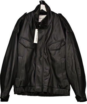 THE COUTURE CLUB Black Faux Leather Funnel Neck Jacket UK M