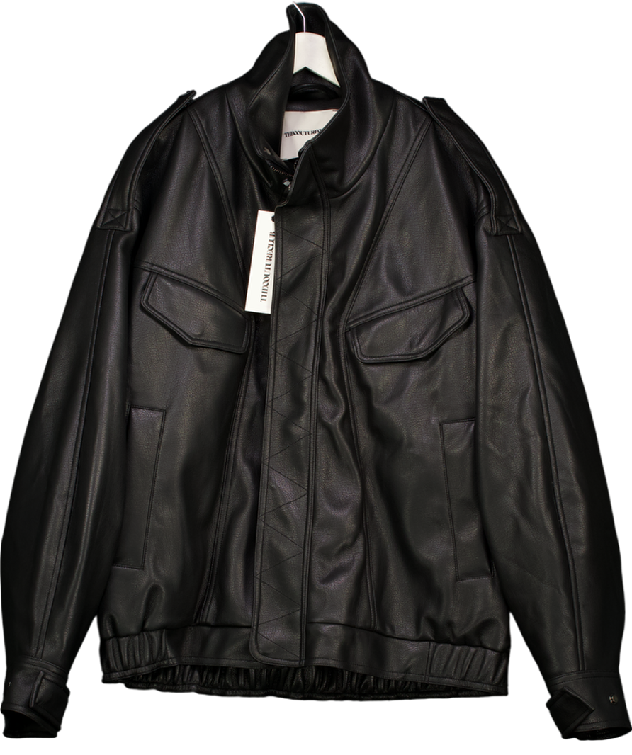 THE COUTURE CLUB Black Faux Leather Funnel Neck Jacket UK M