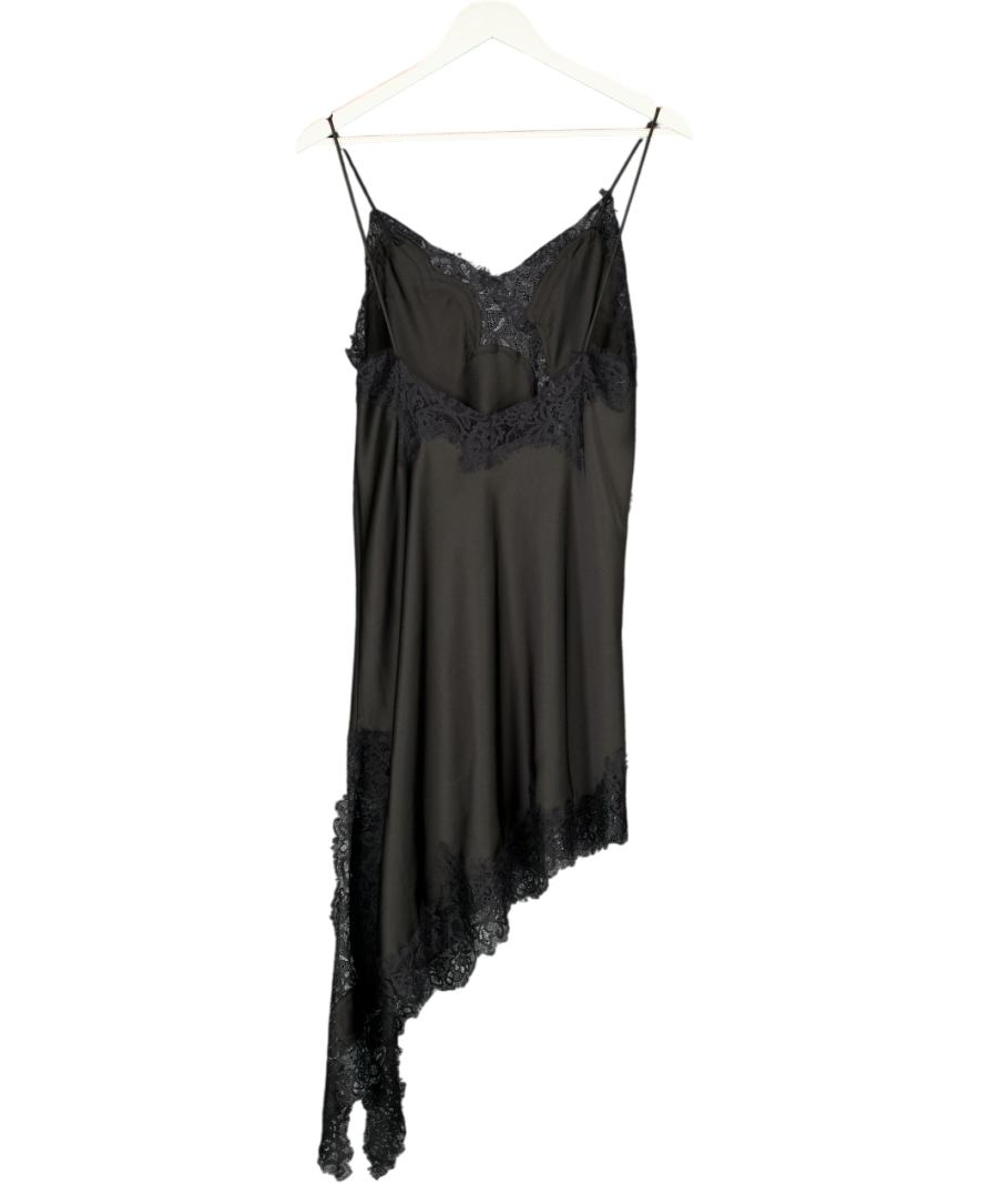 ZARA Black Asymmetric Lace Mini Dress Zw Collection UK M