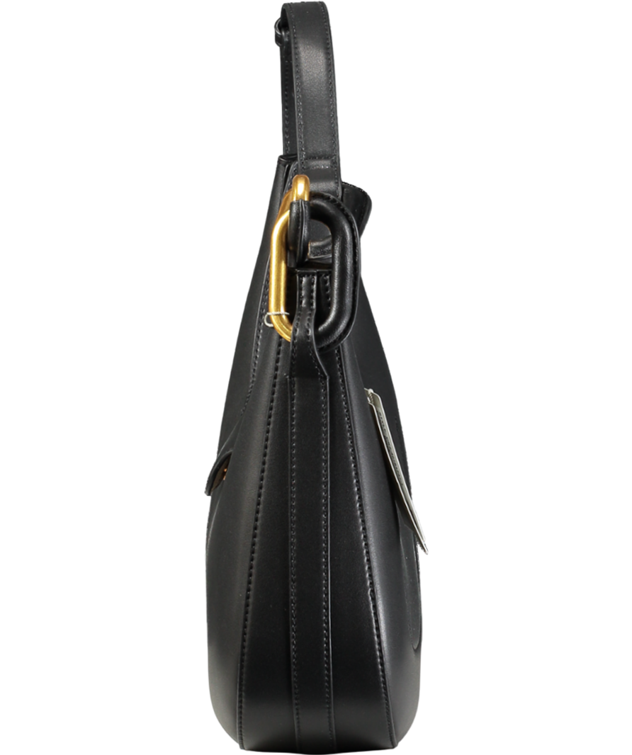 Charles & Keith Black Kora Metallic-accent Moon Bag