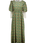 Topshop Multicoloured Floral Puff Sleeve Cape Back Midi Dress UK 14