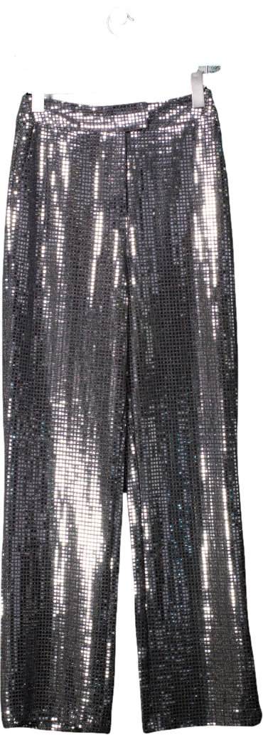 4th & Reckless Metallic Straight Leg Sequin Trousers UK 6