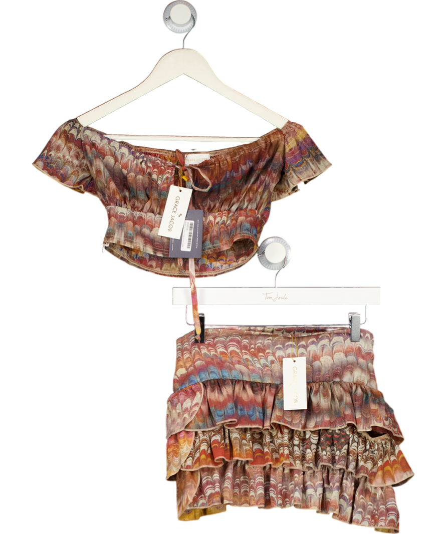 GRACE JACOB Multicoloured 2-piece Rio Ruffle Top & Skirt Set UK XS