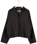 GLORYDAYS Black Single Button Crop Fit Layered Linen Shirt UK L