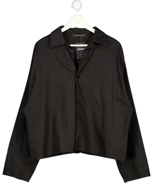 GLORYDAYS Black Single Button Crop Fit Layered Linen Shirt UK L