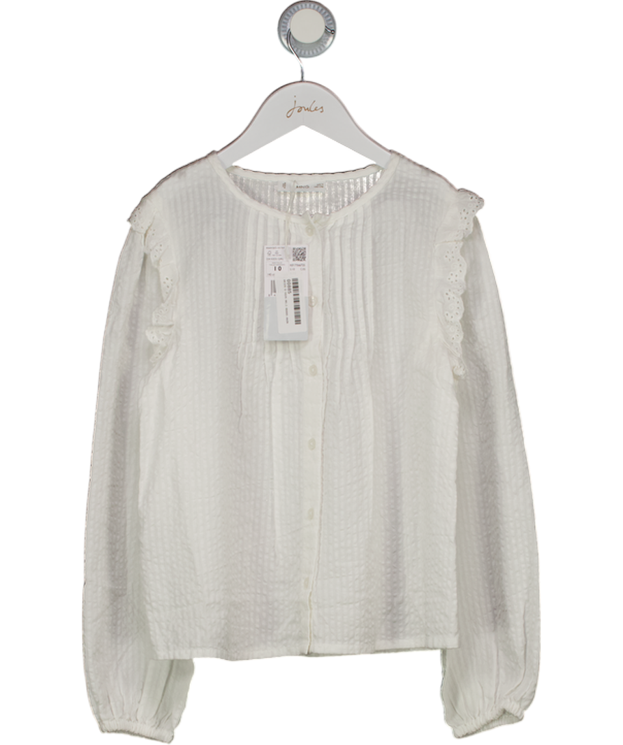 MANGO White Frills Embroidered Shirt 10 Years