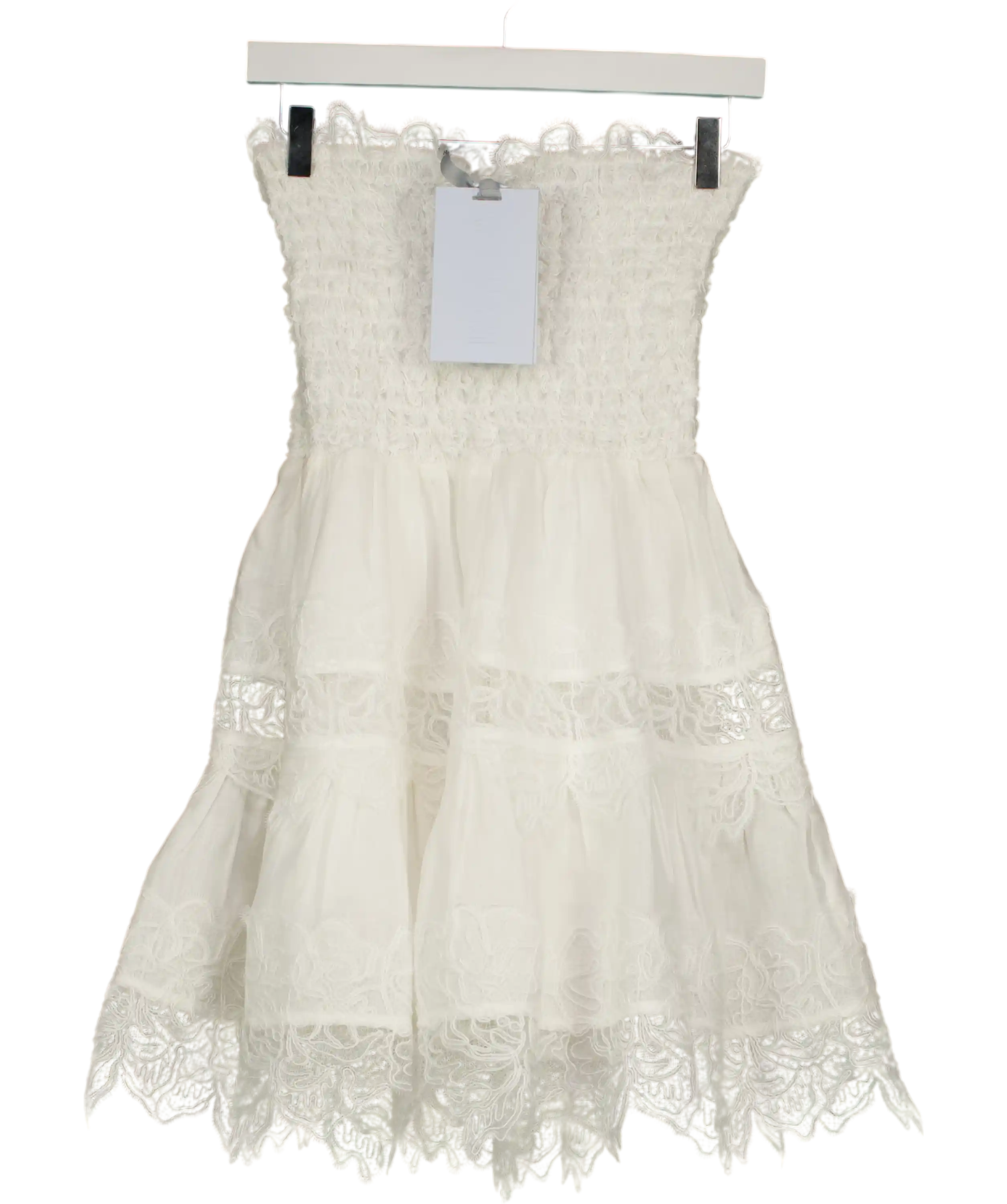WAIMARI White Linen Brisa Lace Trim Mini Dress UK XS