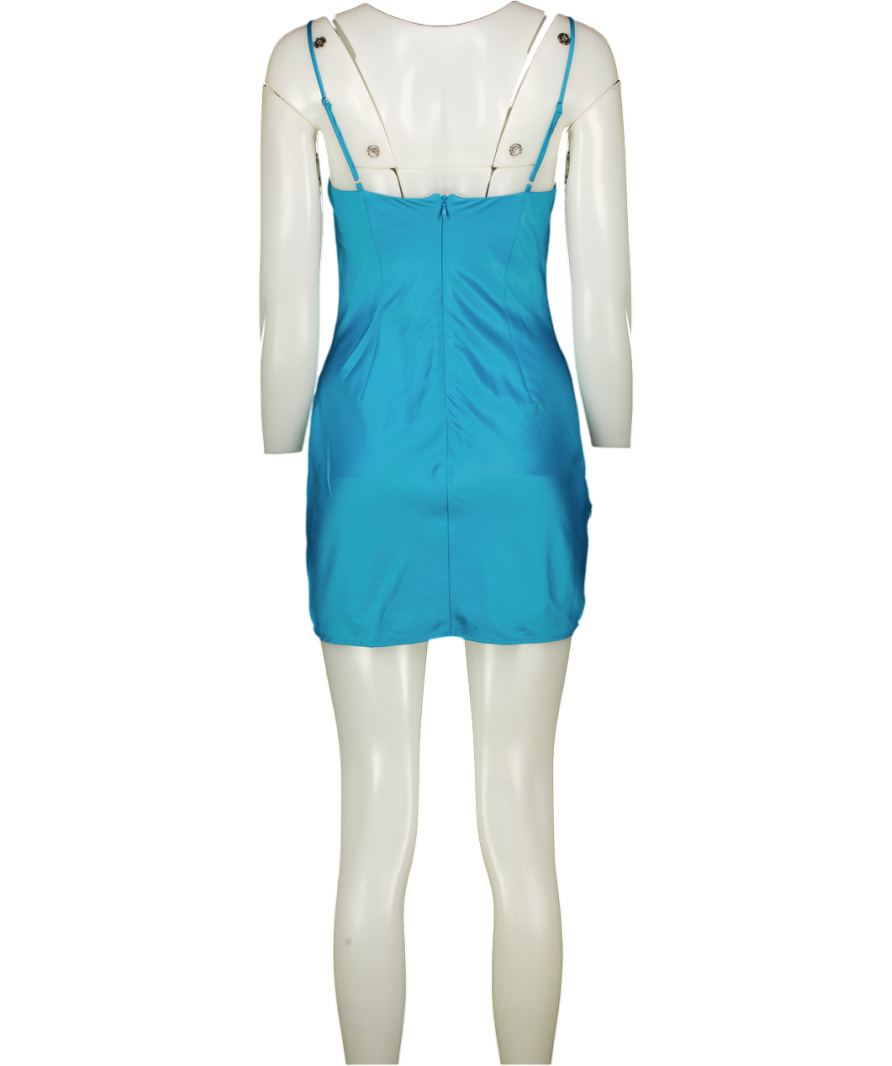 MAJORELLE Turquoise Blue Satin Mini Dress UK XS