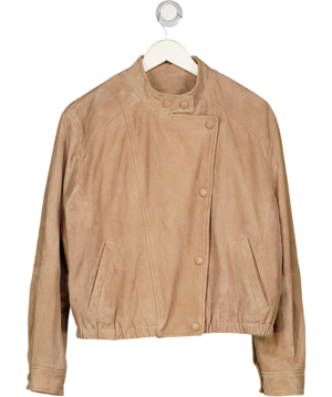 MINT VELVET Beige Pure Suede Pilot Bomber Jacket, Natural UK S