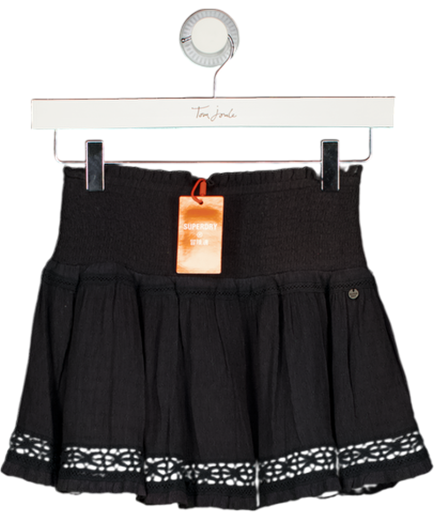 SUPERDRY Black Shirred Waist Alana Mini Skirt UK XXS