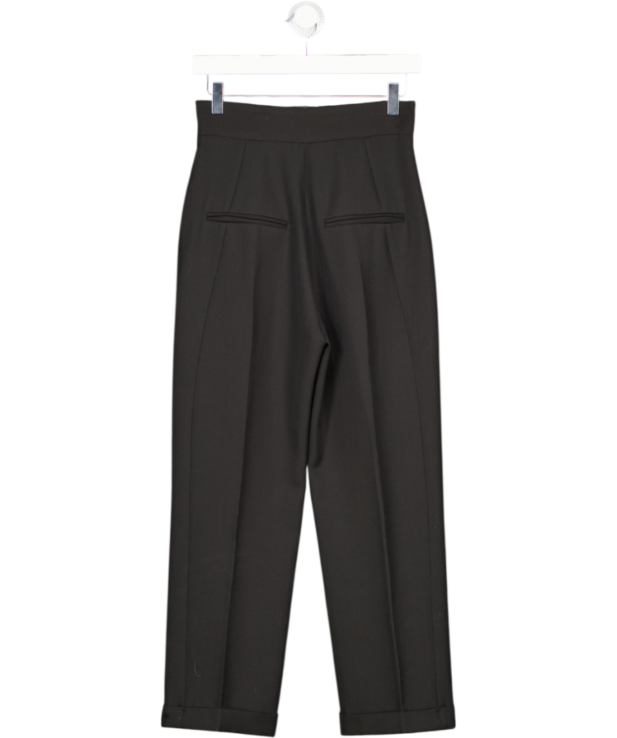 JACQUEMUS Black Virgin Wool Blend Le Souk Tailored Straight Leg Trousers With Turn Ups Fr34 UK 6