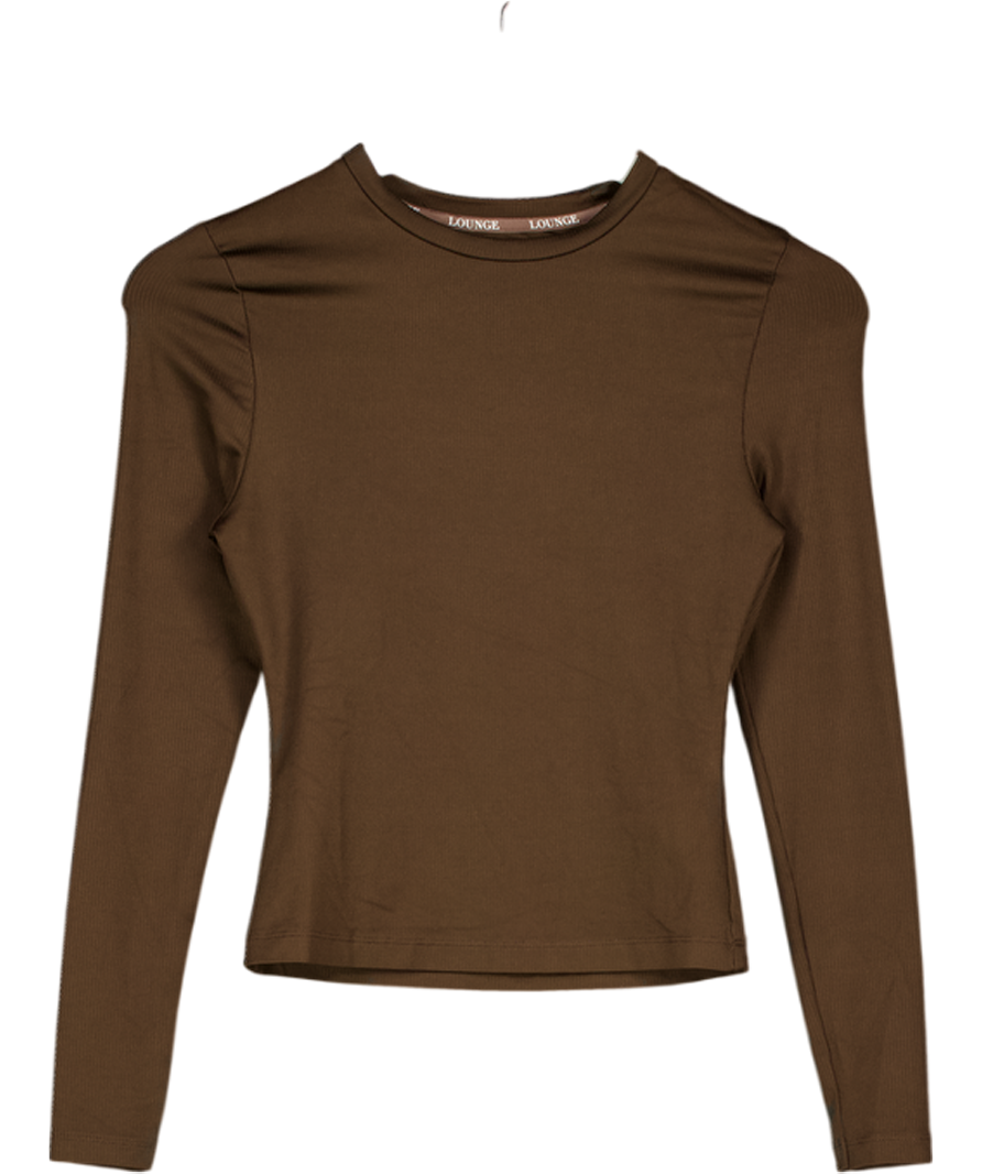 LOUNGE Brown Chocolate Brwon Long Sleeve Active Top UK S