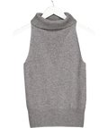 DEERING Grey Wool & Cashmere Blend Sleeves Roll Neck Top UK S