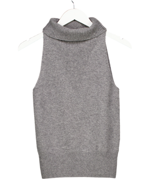 DEERING Grey Wool & Cashmere Blend Sleeves Roll Neck Top UK S