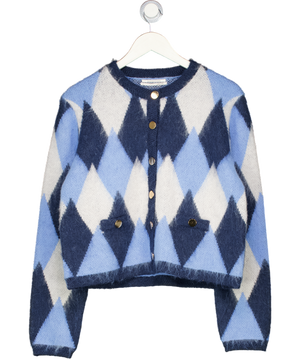 ANTHROPOLOGIE Blue Argyle Cardigan UK S