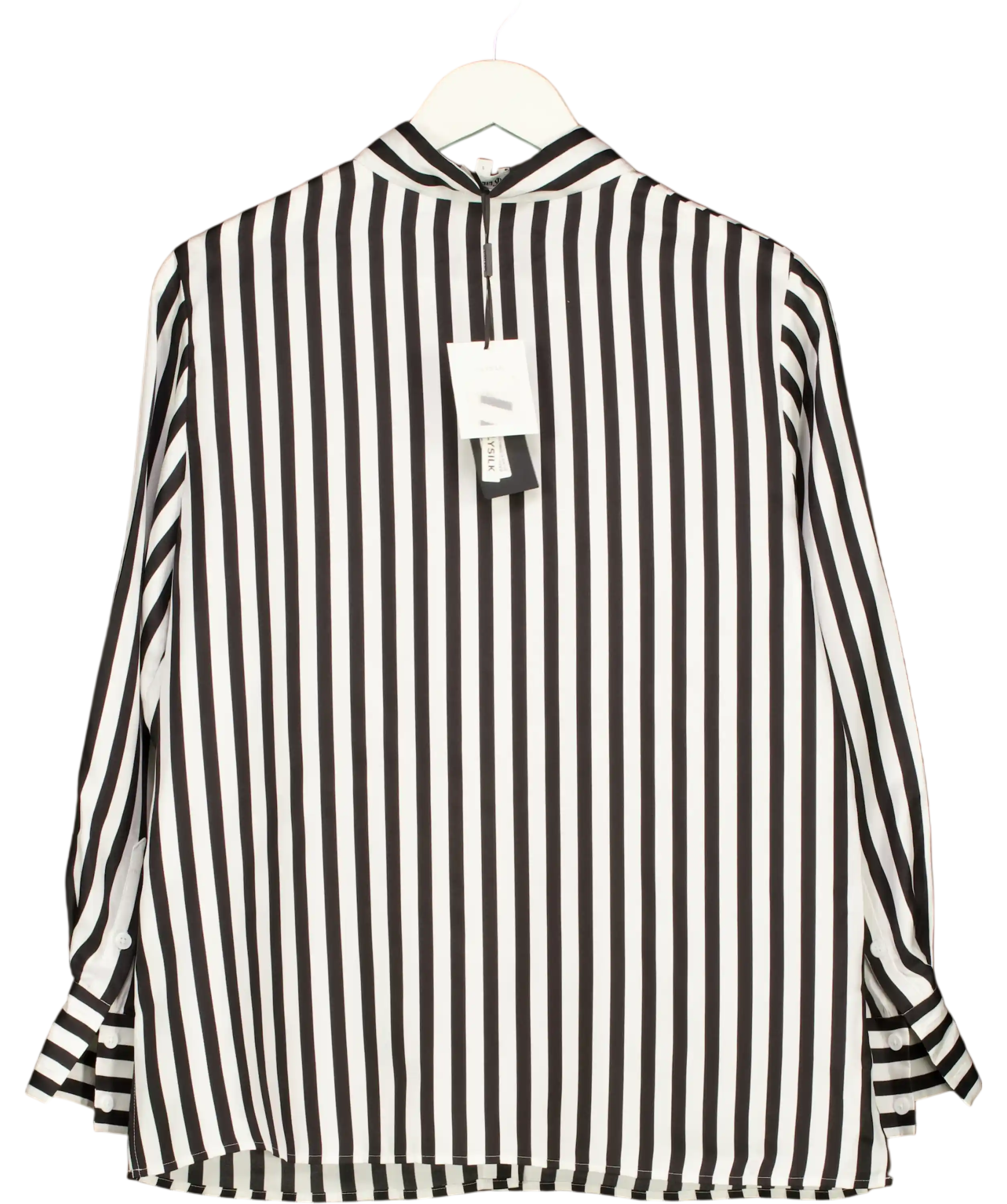 Lily Silk Amalfi Stripe 100% Silk Shirt Black & White UK S