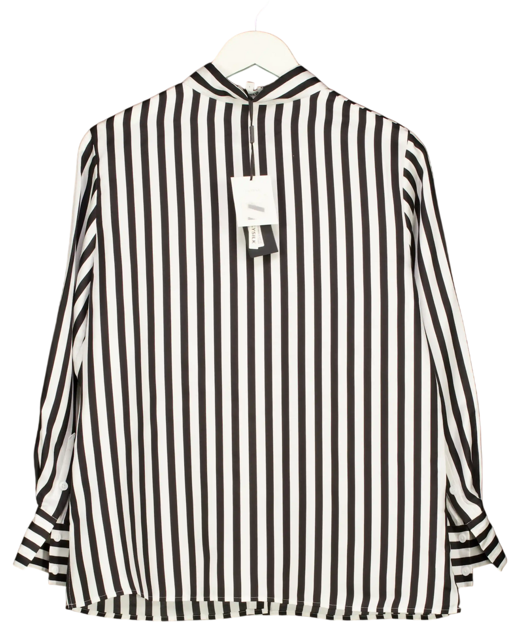 Lily Silk Amalfi Stripe 100% Silk Shirt Black & White UK S