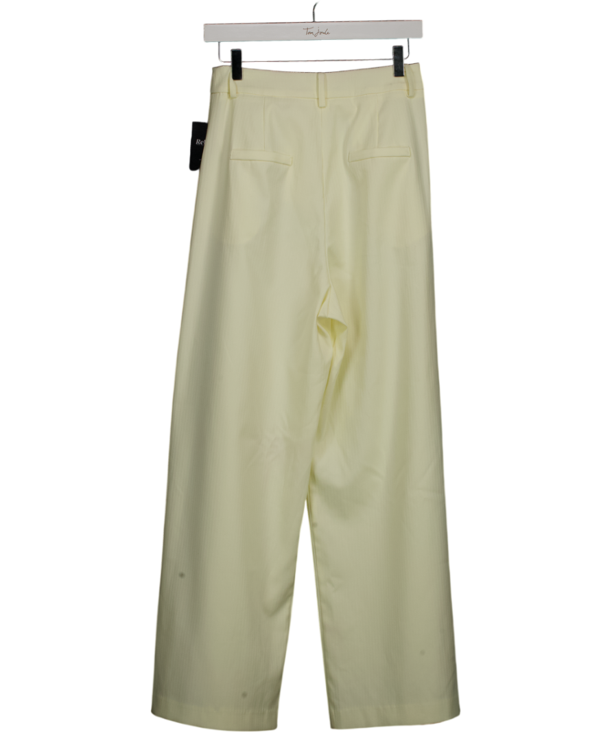 ANCOSTI Cream Jacquard Stripe Pleated Wide Leg Trousers UK M