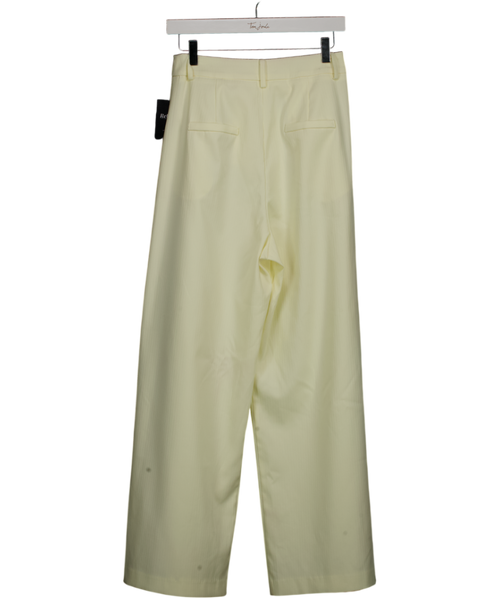 ANCOSTI Cream Jacquard Stripe Pleated Wide Leg Trousers UK M