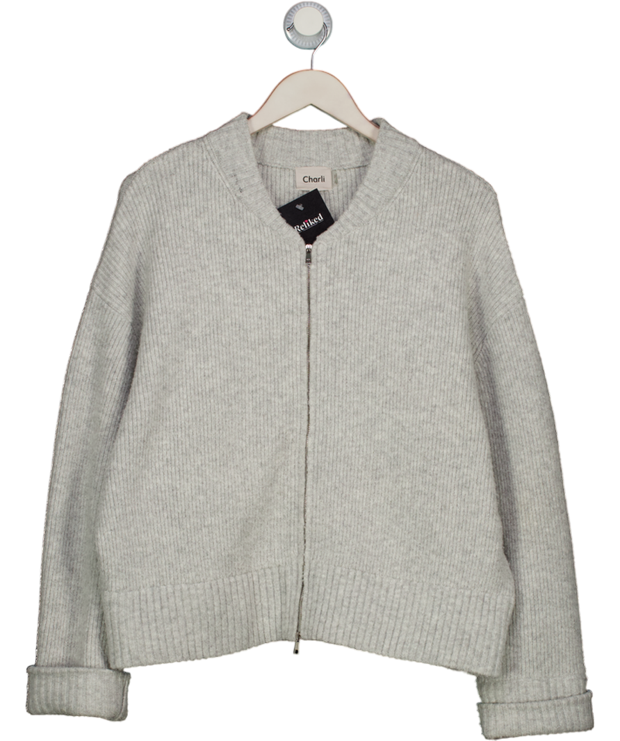 Charli Zoey Zip Cardigan - Silver Grey UK M/L