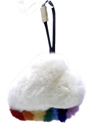 Les Petits Joueurs Multicoloured Rabbit Fur Cloud mini Pom-pom bag