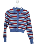 White Fox Blue Inner Smile Stripe Knit Cardigan Skyline Borders UK M