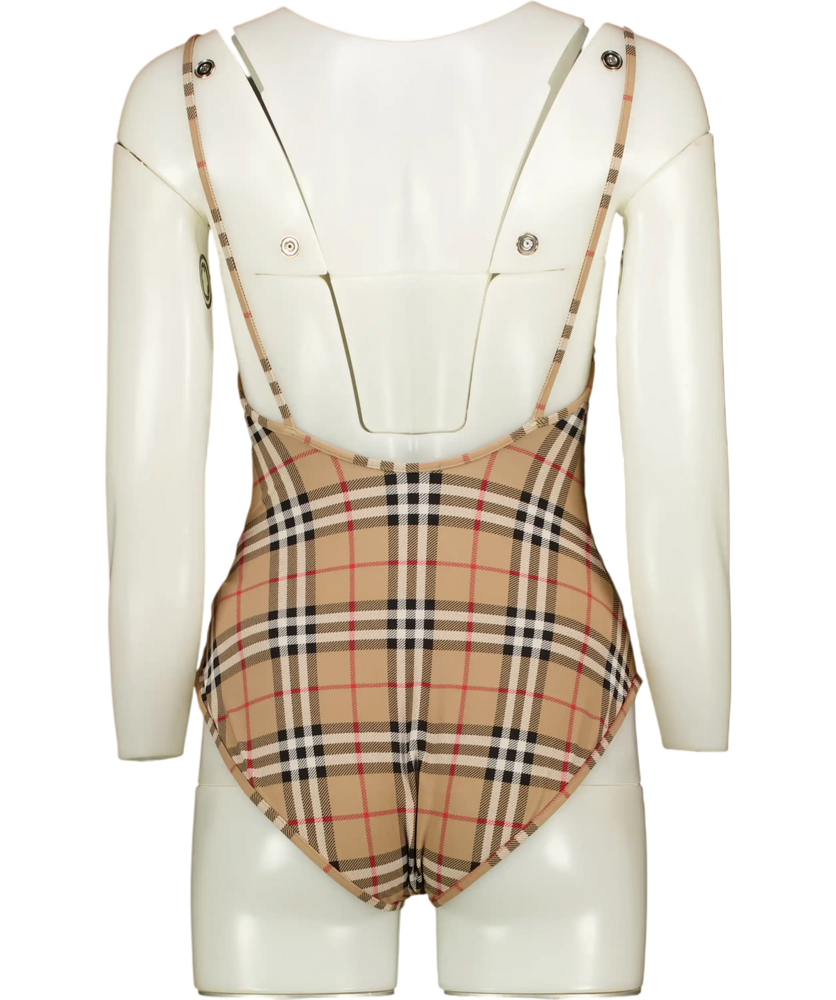 BURBERRY Archive Beige Iconic Check One-piece Swimsuit UK S