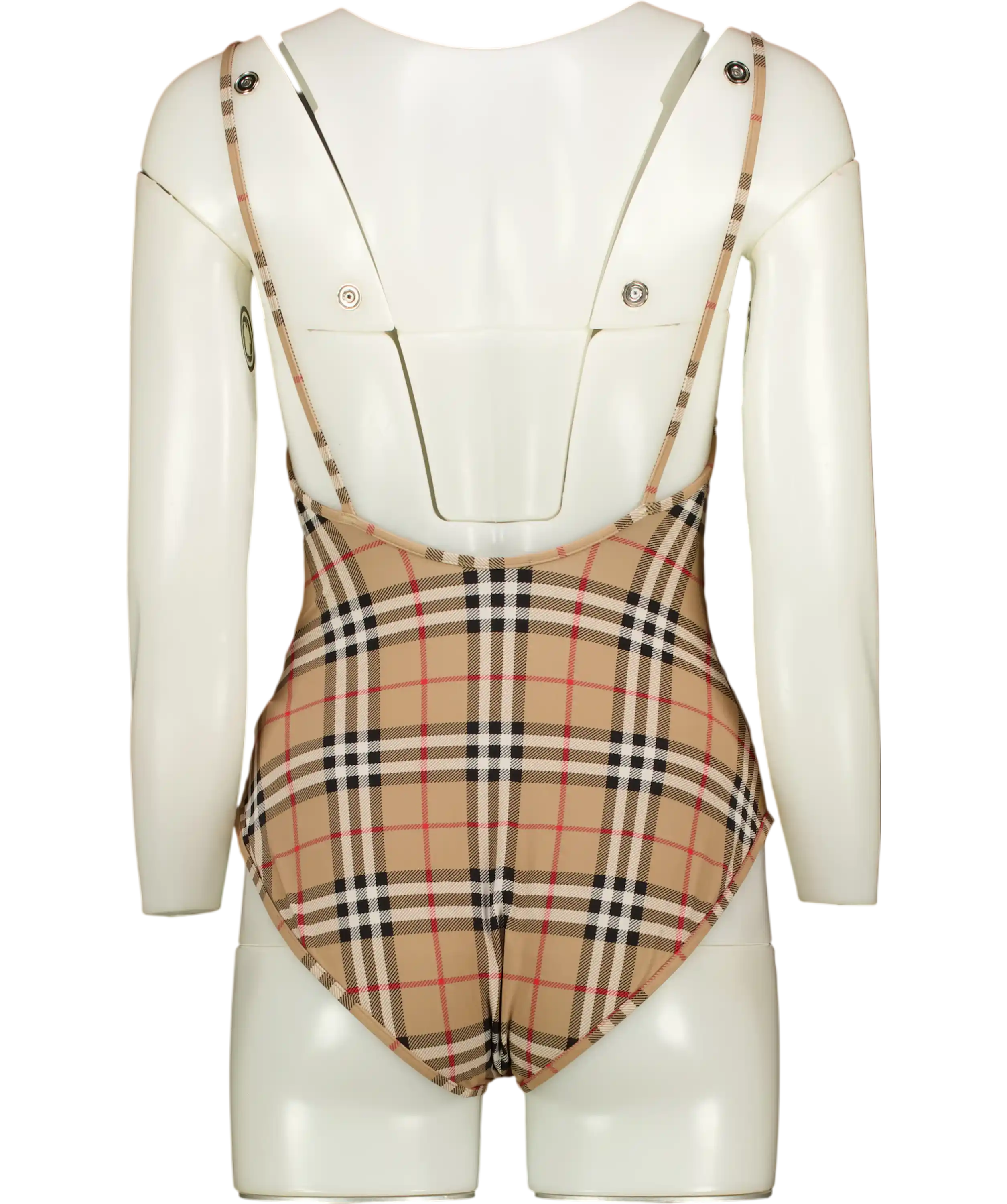 BURBERRY Archive Beige Iconic Check One-piece Swimsuit UK S