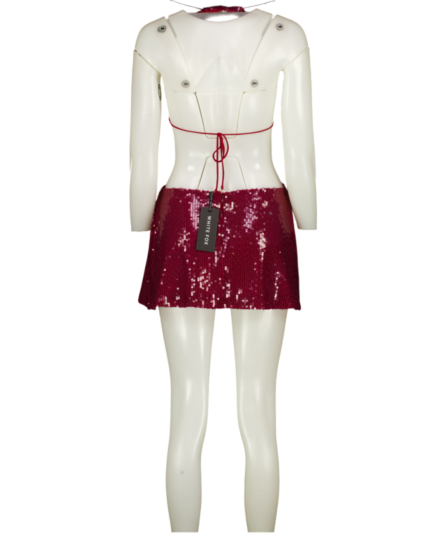 WHITE FOX Red Amnesia Sequin Mini Dress Scarlett Flame UK S