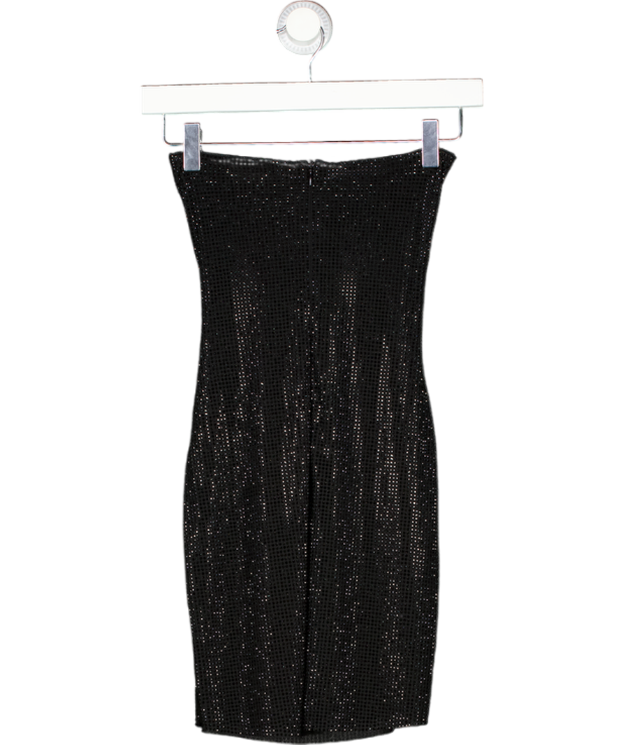 Meshki Korinna Strapless Rose Diamante Mini Dress - Black UK XXS