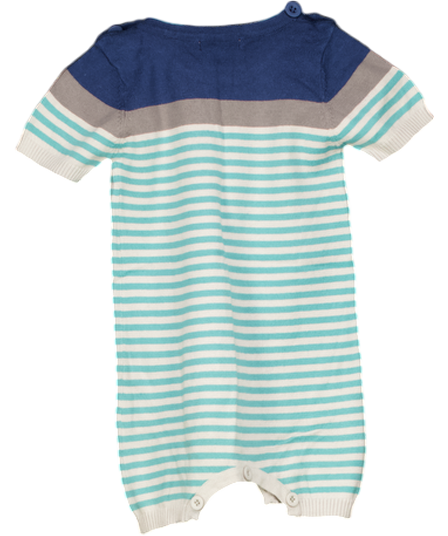 lille barn Blue Striped Romper Button Fastening 6-9 Months