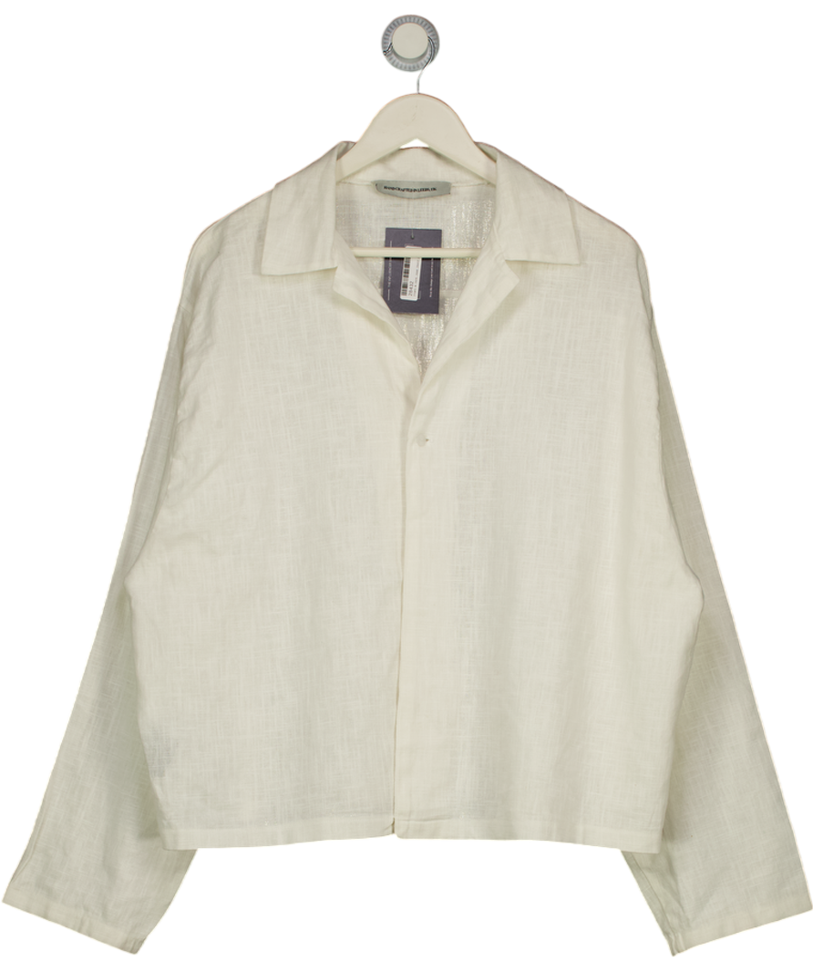 GLORYDAYS White Single Button Crop Fit Layered Linen Shirt UK L